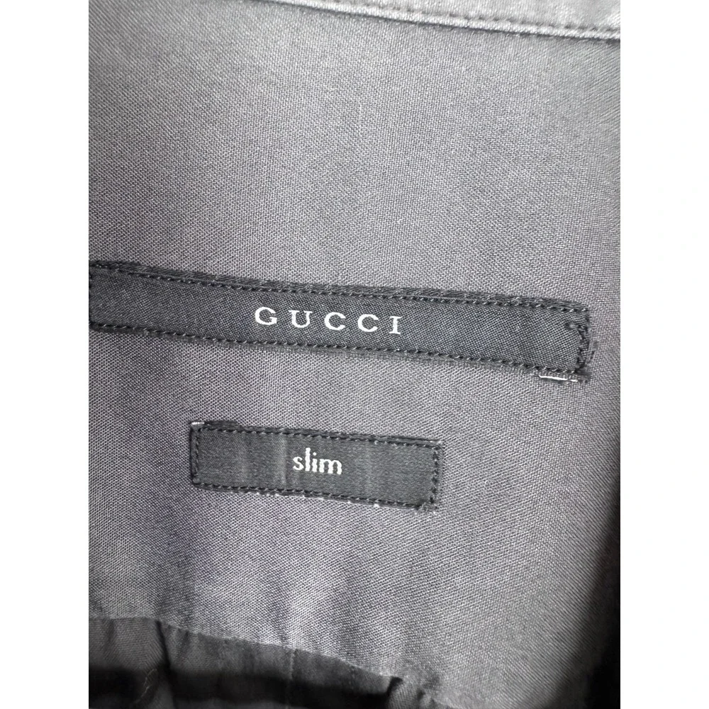 Gucci Mens Slim Fit Shirt 42 16.5 Gray Button Front Long Sleeve‎ Made in Italy